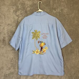 NWT Lose the Cracker Polly Wants Drink Embroidered Parrot Caribbean Shirt L Blue